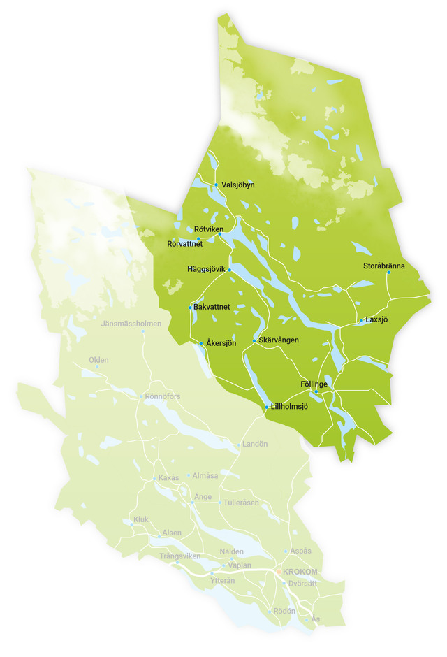 Karta över Hotagen-Föllinge-området